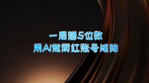 【2024.9.27】一周赚5位数 用AI做网红账号矩阵-小鱼项目网