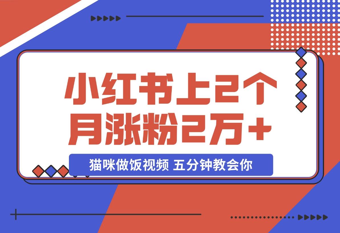 【2024.11.21】小红书上2个月涨粉2万+ 的猫咪做饭视频 五分钟教会你-小鱼项目网